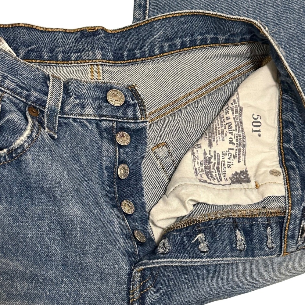 Levis Premium 501 Original Fit Jeans Womens 27x30 Medium Wash Blue Straight Leg - Picture 10 of 11